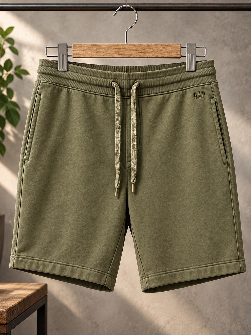 GAP VintageSoft Men's Olive Drawstring Athletic Shorts (401)